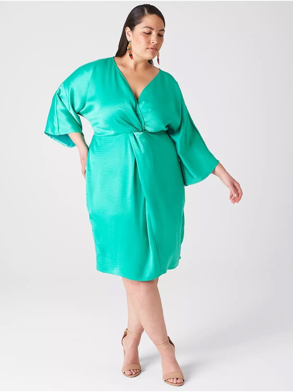 Lane Bryant Teal Satin Midi Dress